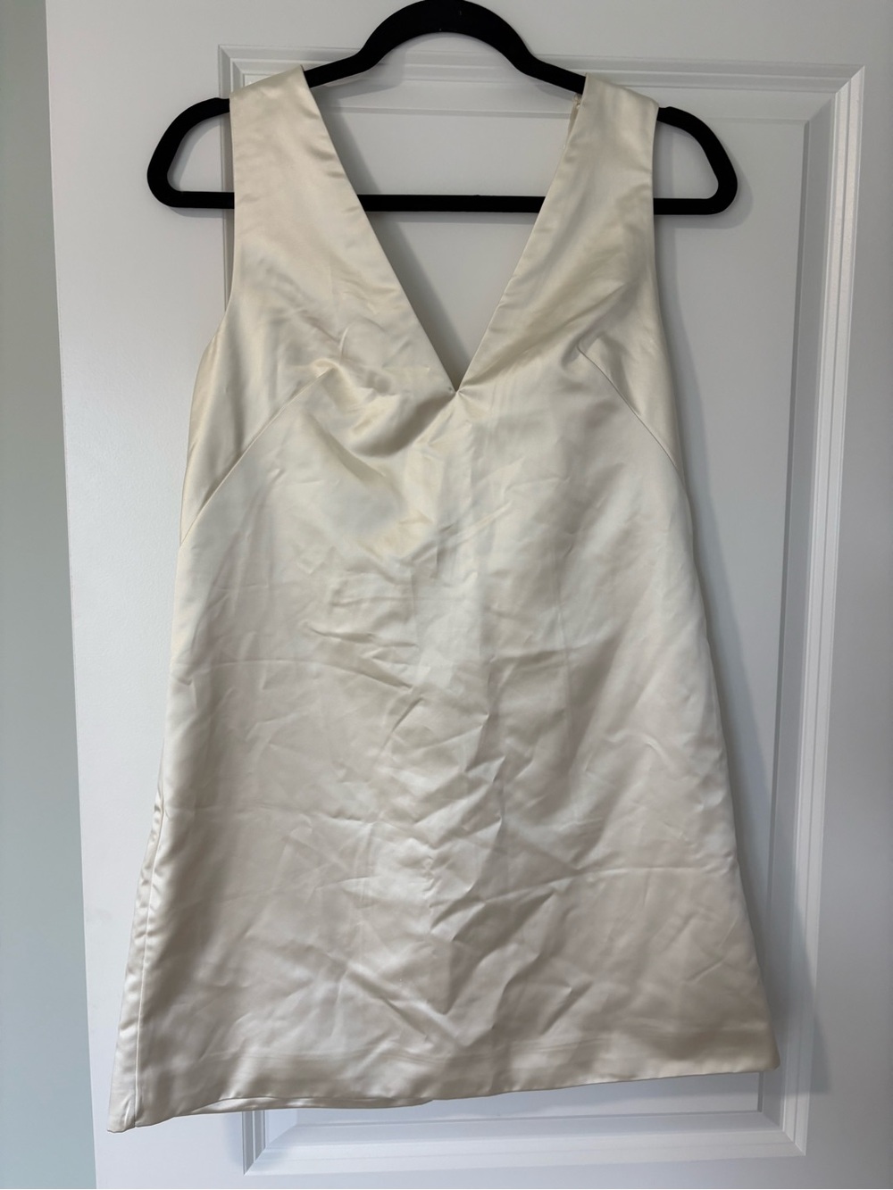 Abercrombie & Fitch Cream Satin V-Neck Mini Dress